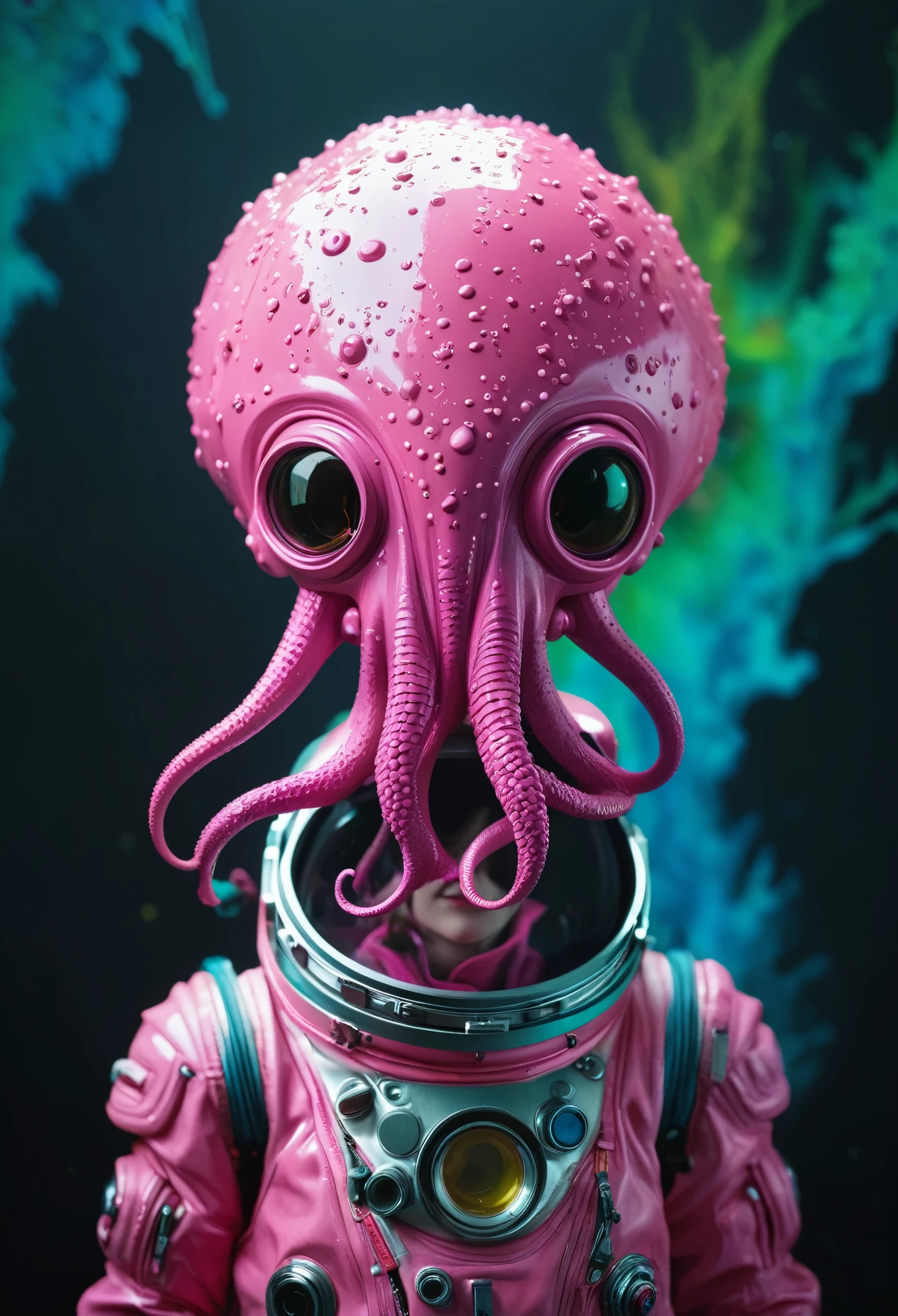 8K, ARTISTIC photogrAphy, best quAlity, mAsterpiece: 1.2), A (potrAit:1.2) Don Bluth Style ASTRONAUT Cthulhu pink Toon Doll, full body RAW candid cinema, cyan hair, 16mm, color graded portra 400 film, remarkable color, ultra realistic, sad admosphere, dark lighting, oppressive atmosphere, depressive colors, kodak portra 400, photograph,r, Natural Light, Pinhead lighgts, blur reflection, Brush Strokes, Smooth, abstract, Splatter, Oil On Canvas, rainbow colors, fractal isometrics details bioluminescens : a stunning realistic photograph of wet bone structure, 3d render, octane render, intricately detailed, titanium decorative headdress, cinematic, trending on artstation | Isometric | Centered