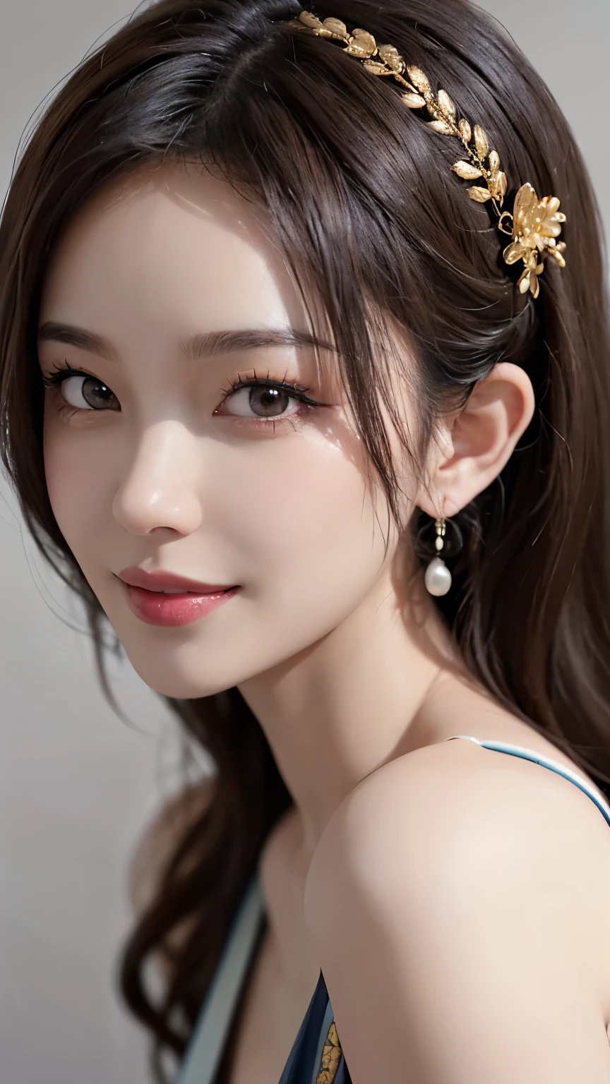 masterpiece, best quality, 1Portrait of a girl,Korean woman,(masterpiece, Beautiful people,Polluted smile),Virtual YouTube,Delicate skin texture, Detailed fabric texture, Facial details are exquisite, masterpiece, clavicle,