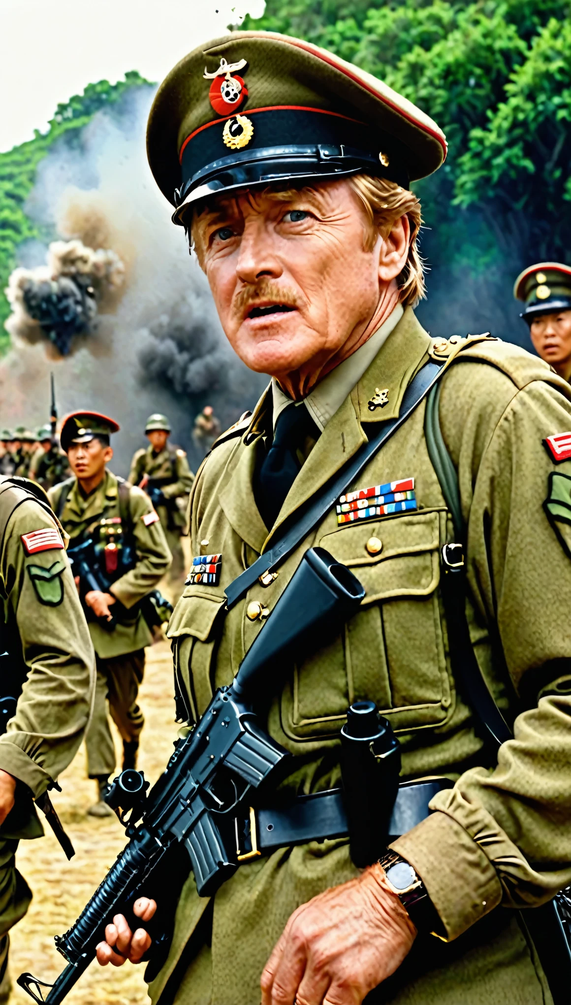 movie「A Bridge Too Far」So、Robert Redford plays Lieutenant Colonel Cook of the 82nd Airborne Division of the US Army.、exposed to heavy enemy fire、In one scene, he orders his troops to storm a strategically important bridge.。This unique scene、Captured beautifully in high resolution with a Canon EOS R5 camera set to 8K.、芸術的なmovie制作の傑作としてmovieを紹介しています。The images are super realistic、Full of intricate details、This video is、It showcases dramatic lighting that perfectly accentuates the determined expressions of the soldiers and the tense atmosphere.。Against a background of cold and powerful scenes、The dramatic tone is further emphasized.、movieの記憶に残るシーンとなっています。
