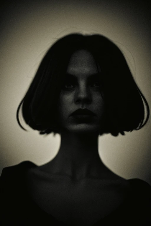 woman in a dark and morbid photo in the style of Matt Mahurin, shallow depth of field, photography style, bokeh, realism, good proportions

