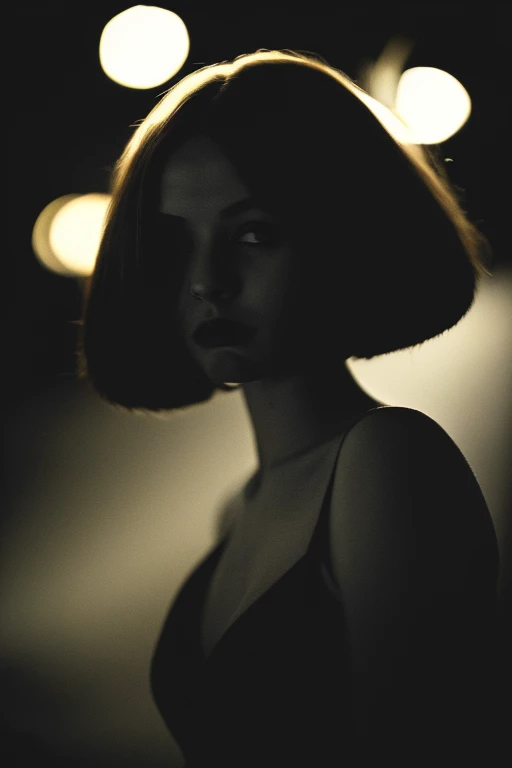woman in a dark and morbid photo in the style of Matt Mahurin, shallow depth of field, photography style, bokeh, realism, good proportions
