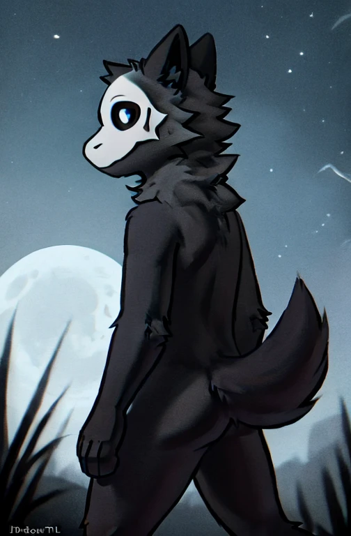 , (((Chester, ditigal art style puro))) , cartoon, A furry character wolf thats mostly gray with some black fur on his back and legs with a white torso his head has black and white fur and has dog/wolf like ears which has black fur on it, Chester, puro,
And his tail is a combination of black white and gray fur With blue eye, Chester, wearing black shorts, detailed, uploaded to e621, beautiful and detailed portrait of an anthropomorphic , (((male))) uploaded to e621, zaush, foxovh, movie lighting, , thicc, alone, outdoors, outside in a field Howling at the moon, bright large moon, Chester, puro