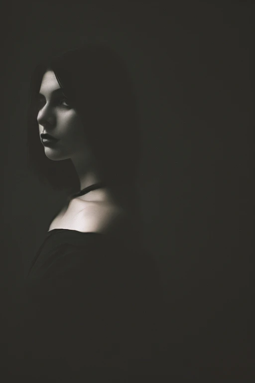 woman in a dark and morbid photo in the style of Matt Mahurin, shallow depth of field, photography style, bokeh, realism, good proportions
