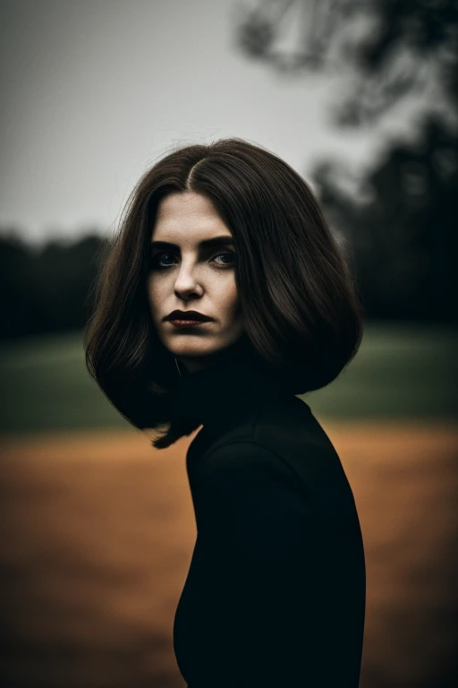 woman in a dark and morbid photo in the style of Matt Mahurin, shallow depth of field, photography style, bokeh, realism, good proportions