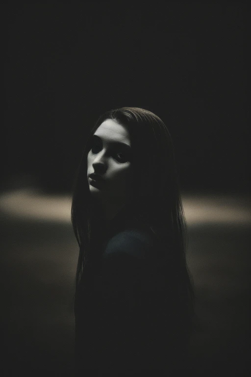 woman in a dark and morbid photo in the style of Matt Mahurin, shallow depth of field, photography style, bokeh, realism, good proportions
