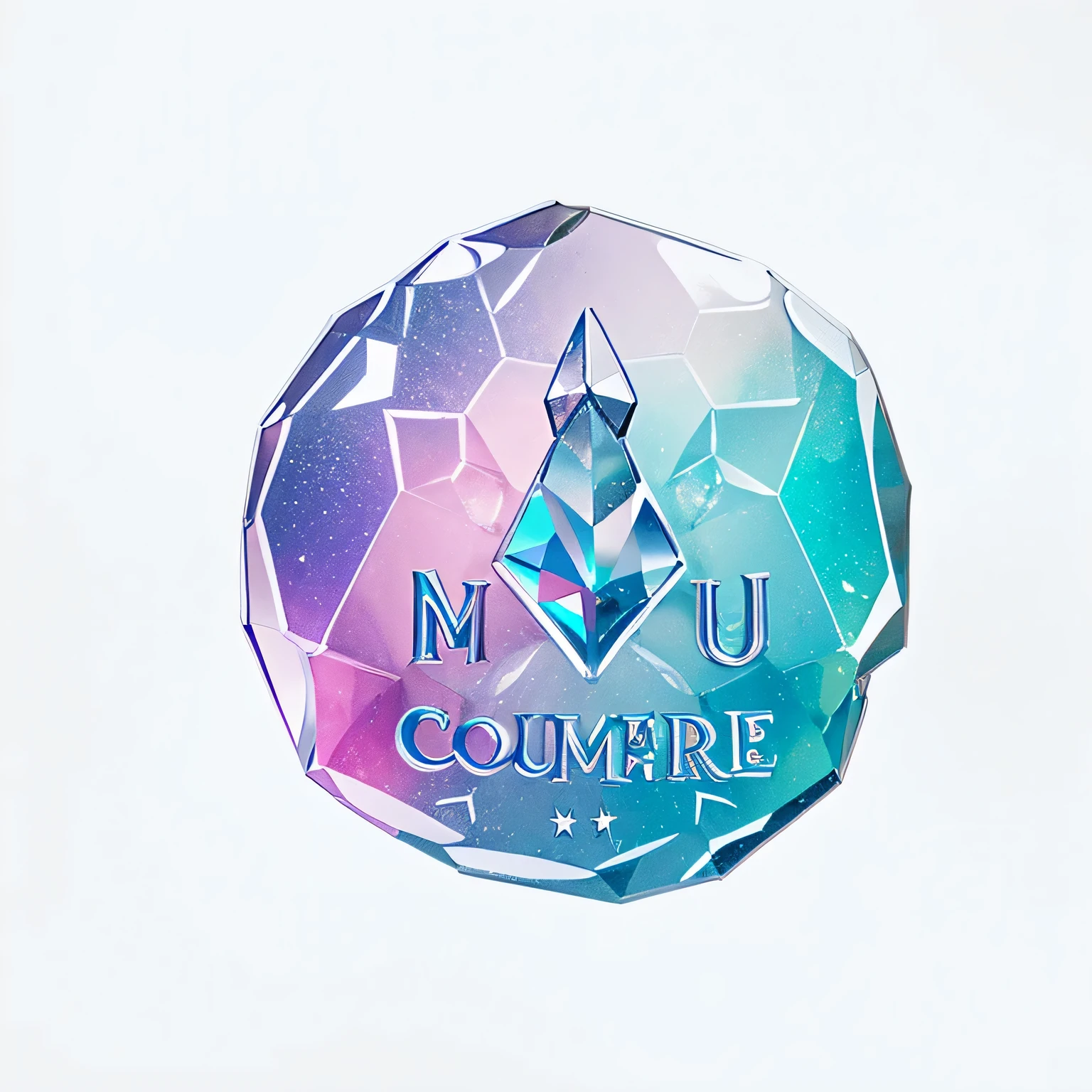 a logo design for a Crystal company called "Mermaid.Unicorn.Crystal Shop",white background.