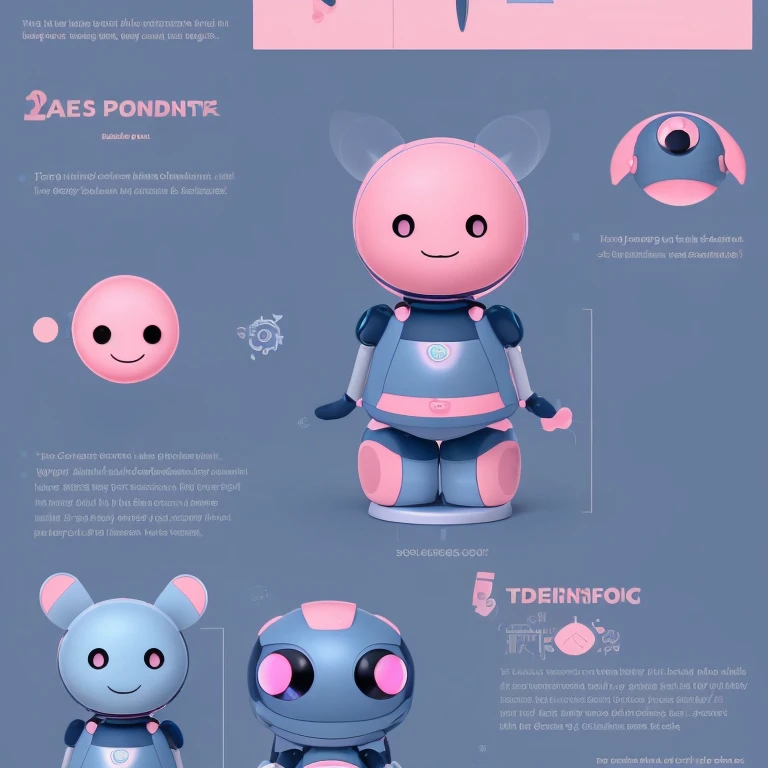 Certainly! Here's a detailed yet concise prompt for AI generation in English:
---
Design a cute mascot robot that appeals to children with the following characteristics:
**Form:**
1. Rounded, soft curves throughout the design to create a friendly appearance.
2. Small, hand-held size, approximately 15 cm in height, easy for children to carry.
3. Stable base to prevent tipping over, with a wide bottom for better balance.
**Face Design:**
1. Large, round eyes like those of anime characters, with LED functionality to display various expressions.
2. Small, simple mouth and nose for a cute and minimalistic look.
3. Cheeks with LED or pink accents to add an extra touch of cuteness.
**Color Scheme:**
1. Use pastel colors like pink, blue, and yellow as the main palette for a soft and approachable look.
2. Add bright accent colors to parts like ears and feet to create visual interest.
**Additional Features:**
1. Soft outer material, such as silicone, to ensure a gentle touch and safety from impacts.
2. Voice functionality with a gentle, friendly tone for basic conversations and singing simple songs.
3. Large, easy-to-use buttons for simple interaction, possibly hidden in parts like eyes or ears to trigger different responses.
---
This prompt should provide clear and comprehensive guidance for generating the desired mascot robot design.
