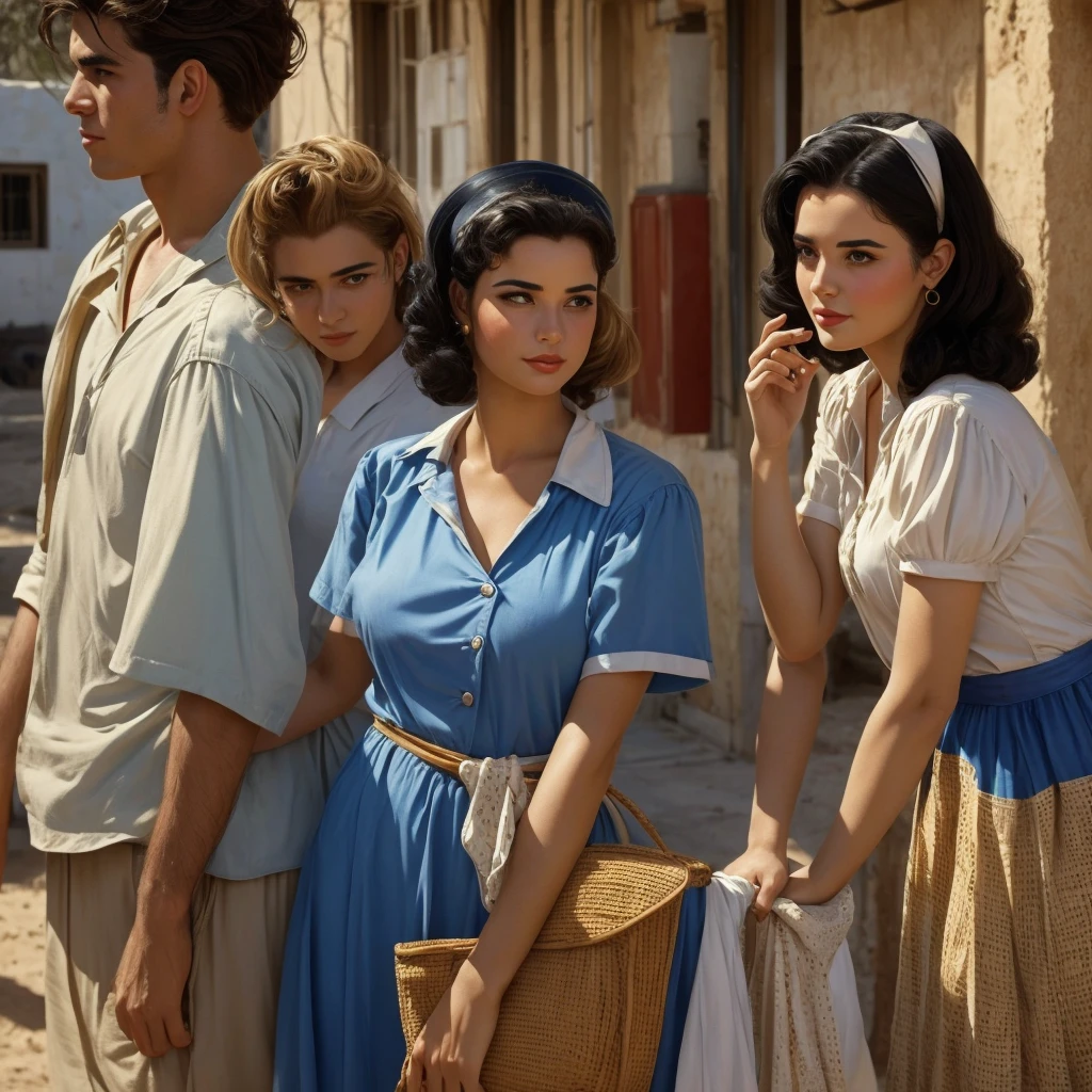 ooks and feels 1950s period styles looks styles both young male and female very Israelis-Sabras look in Israeli 1950s town and kibbutz