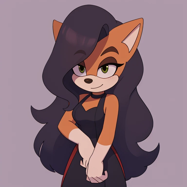 Mobian, very long hair, wild smoky hair, female