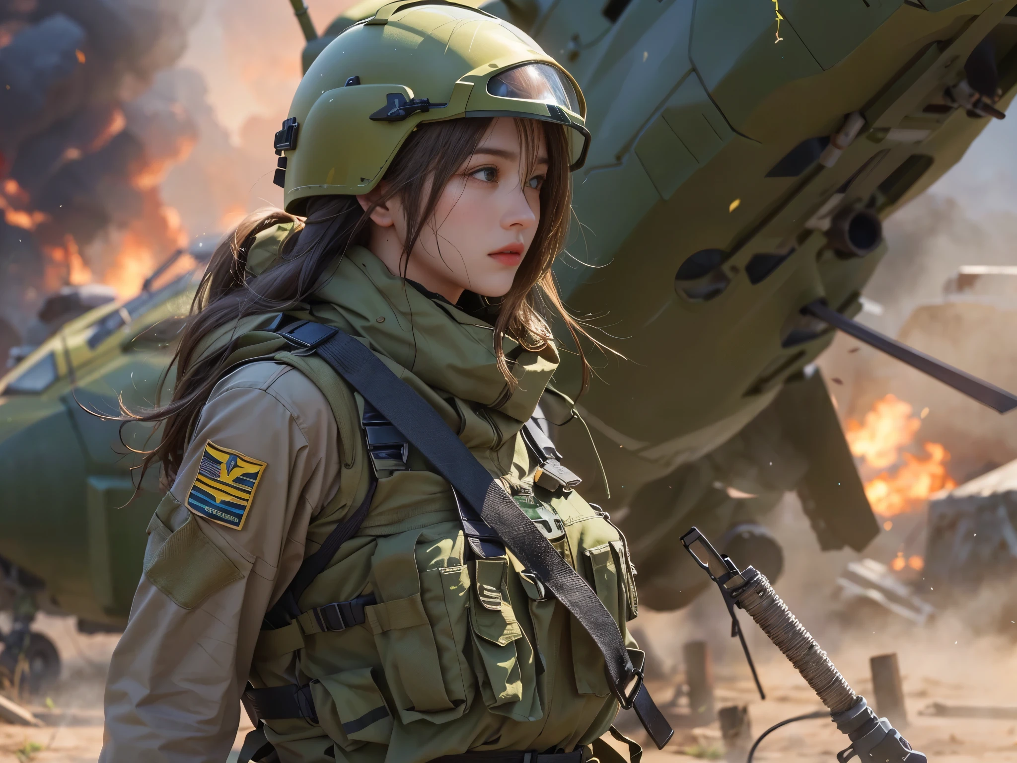 Female soldiers stand guard at a base that came under attack