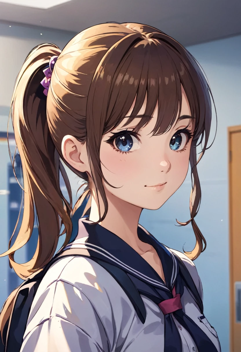 cute,high school girl,front,face,ponytail
