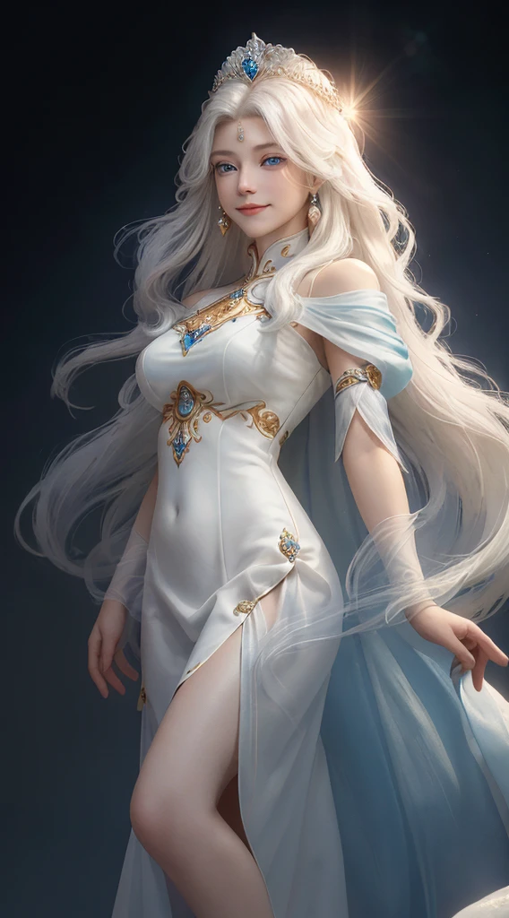 Best quality 8k, masterpiece, Two beautiful young girls, The sun princess and The moon princess, The sun princess is light, hot, pretty, beautiful light orange long dress, orange slong hair, super cool awesome tiara, brown eyes, super fine face, perfect body, no smile.
The moon princess is cute, sweet, beautiful pale blue and white long dress, natural white hair, beautiful dimples, sweet smile, super fine face, perfect body, blue eyes, super cool awesome tiara, innocent,