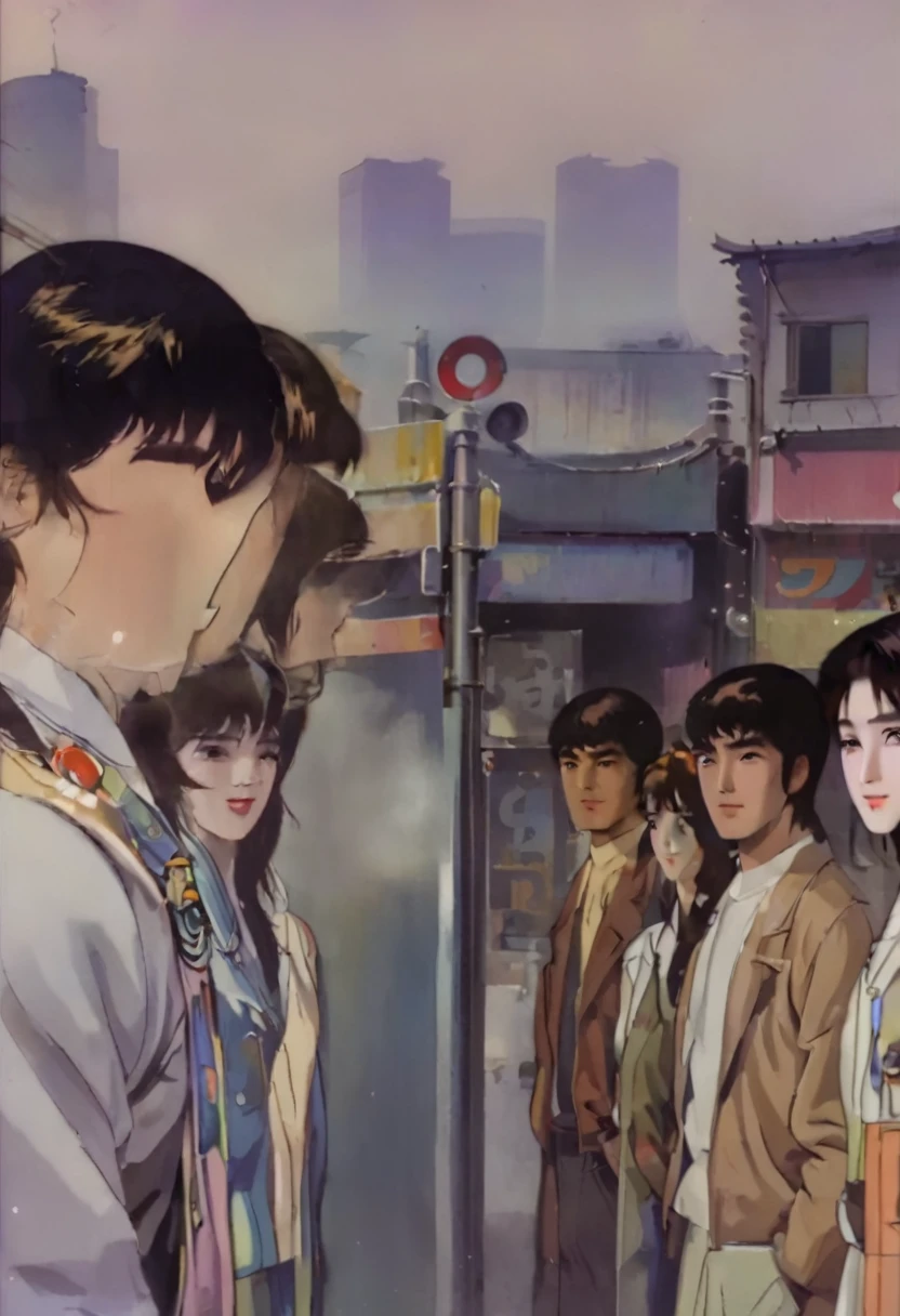1970s very attractive handsome beautiful very korean young men and women together in a 1970s Seoul Neighborhood