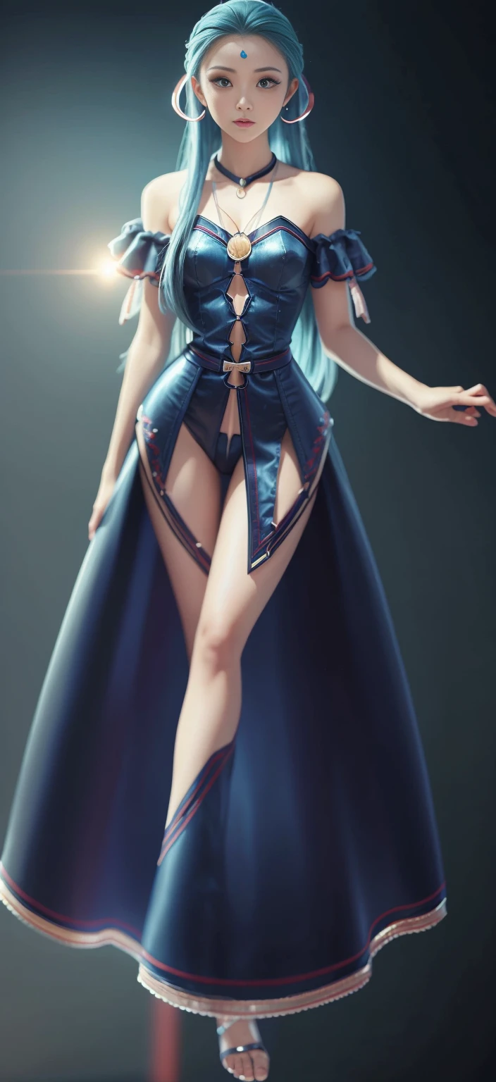 Blue hair surrealism, shadow, Red clothing,Character table, Reference Table, Standing painting, 8k, Super Detail, 1080P, Women HD, 4K, 8k, 16k, high resolution, best quality, high quality, Anatomically correct, masterpiece, precise, Ultra HD,grace,Unreal Engine,Delicate face,Long braids,slim,