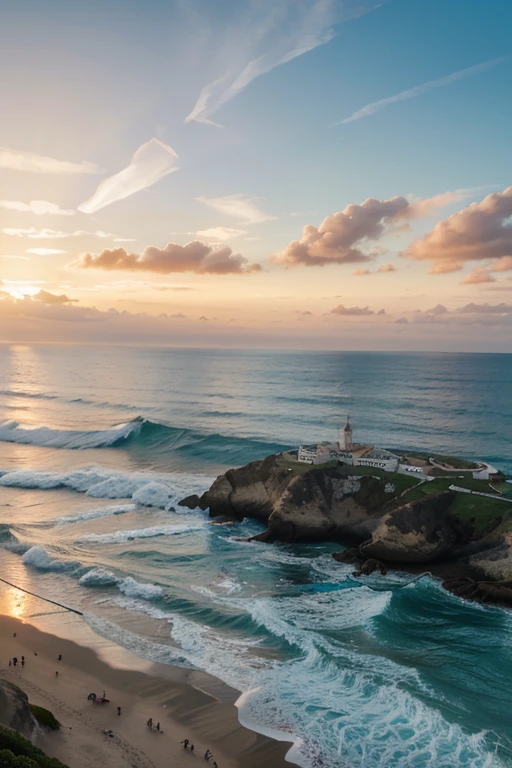 A Vila Serenidade ao Amanhecer:

Imagine uma pequena cidade costeira com casinhas de pescadores pintadas em cores vibrantes. A luz suave do amanhecer ilumina a praia, onde as ondas se quebram gentilmente. Seagulls fly across the sky, and the salty aroma of the sea mixes with the smell of fresh bread from local bakeries. Ao fundo, you can see Clara&#39;s studio, com grandes janelas que permitem a entrada da luz natural.