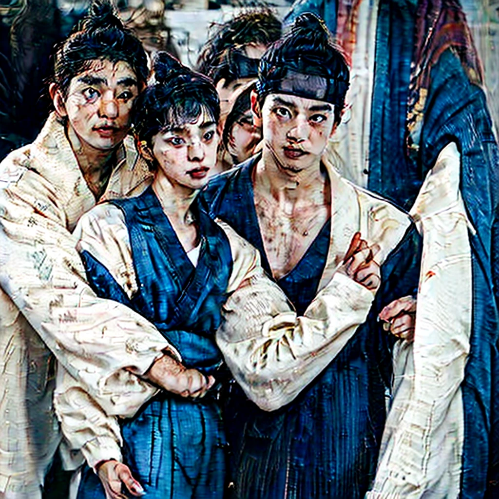 Anime look with 80s style vaporwave highly detailed very accurate korean culturals look appearance looking authentic accurate lifelike dignified very  strong good looking beautiful and cute looking very attractive handsome beautiful very korean young men and women together in a 1980s Seoul Neighborhood