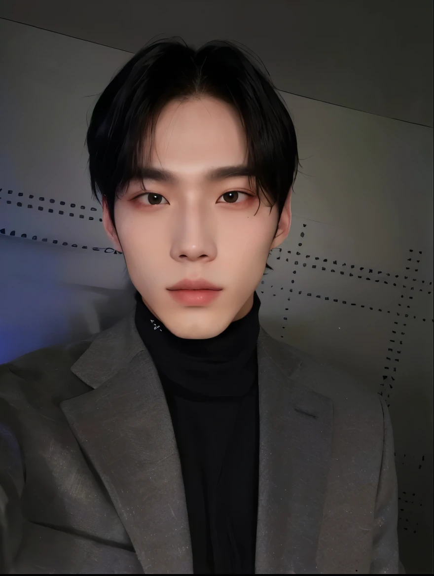 there is a man in a suit and turtleneck posing for a photo, Cai Xukun, Fotografia selfie 8k, Kim Doyoung, profile picture with headshot, Yanjun Chengt, taken at the beginning of 2020, homem sul-coreano, 1 / 2 shots to the head, 1 / 4 shots to the head, foto de retrato 8k, half body head shot