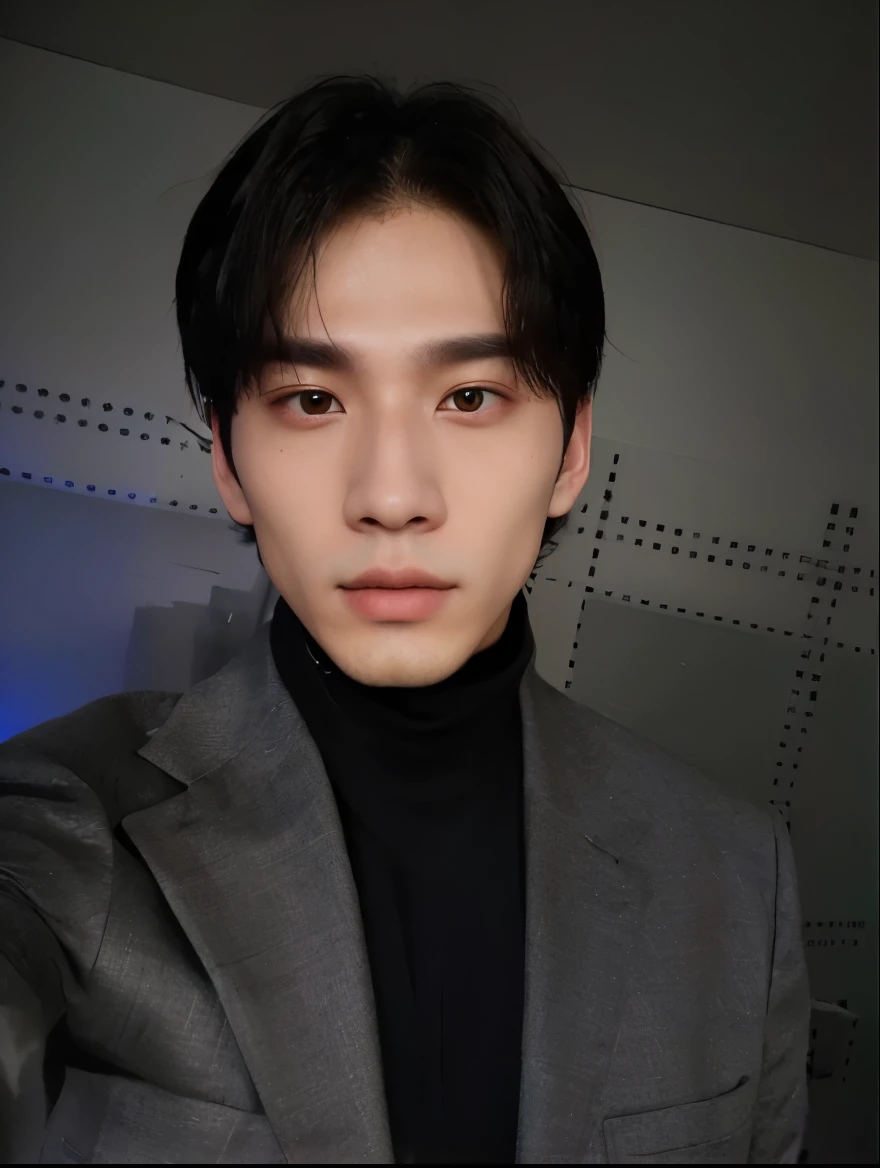 there is a man in a suit and turtleneck posing for a photo, Cai Xukun, Fotografia selfie 8k, Kim Doyoung, profile picture with headshot, Yanjun Chengt, taken at the beginning of 2020, homem sul-coreano, 1 / 2 shots to the head, 1 / 4 shots to the head, foto de retrato 8k, half body head shot