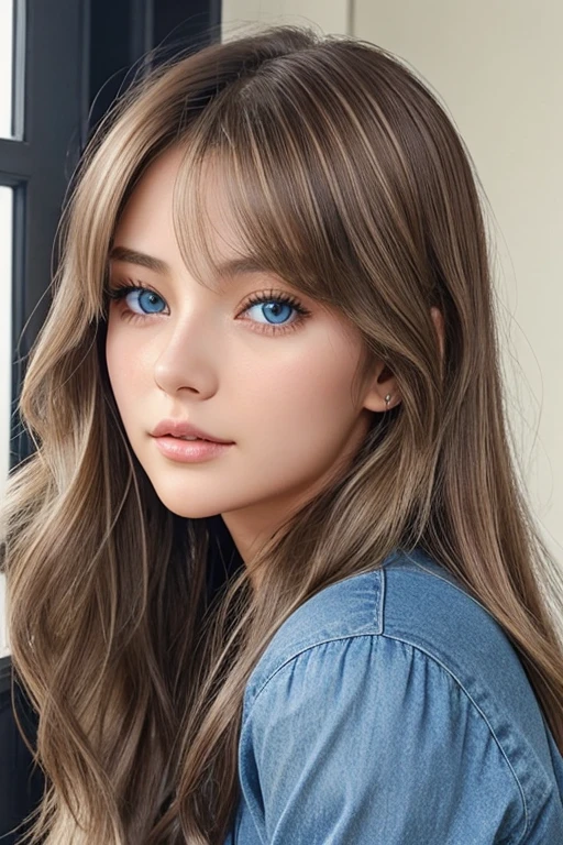 24-year-old woman、dark blonde、Eye color is blue、Semi-long、hair is wavy、I'm wearing eyeshadow and lipstick、I'm wearing a headband、accessories on wrist、Slender but well-proportioned muscular body、My abs are cracked、She's wearing a low-rise mini pleated skirt.、wearing mesh tops、I'm in an alley of brick buildings in an old western city、standing with legs crossed、a smile、Looking at the camera