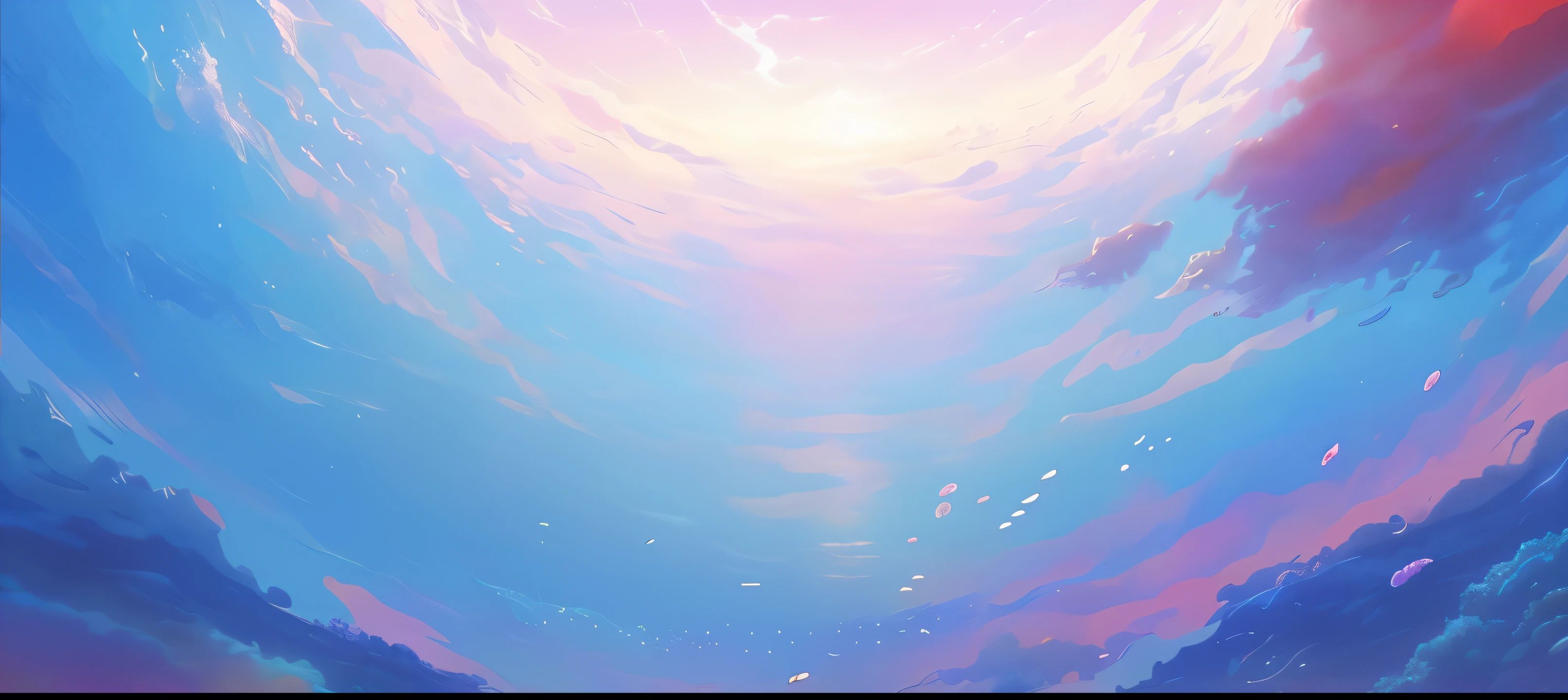 Painting of the colorful underwater world, Look at the composition，4 k hd wallpaper illustration, 4k hd illustration wallpaper, Wallpaper Anime Blue Water, Colorful anime background, Background artwork, Fantastic digital painting, Anime Background Art, Anime beautiful peaceful scene, Beautiful art UHD 4K, Soft Numbers, Underwater scene, anime background, Beautiful anime scene，8K, original photo, best quality, masterpiece:1.4))), Ultra-high resolution, Extremely detailed, illustration，octane，Shinkai style