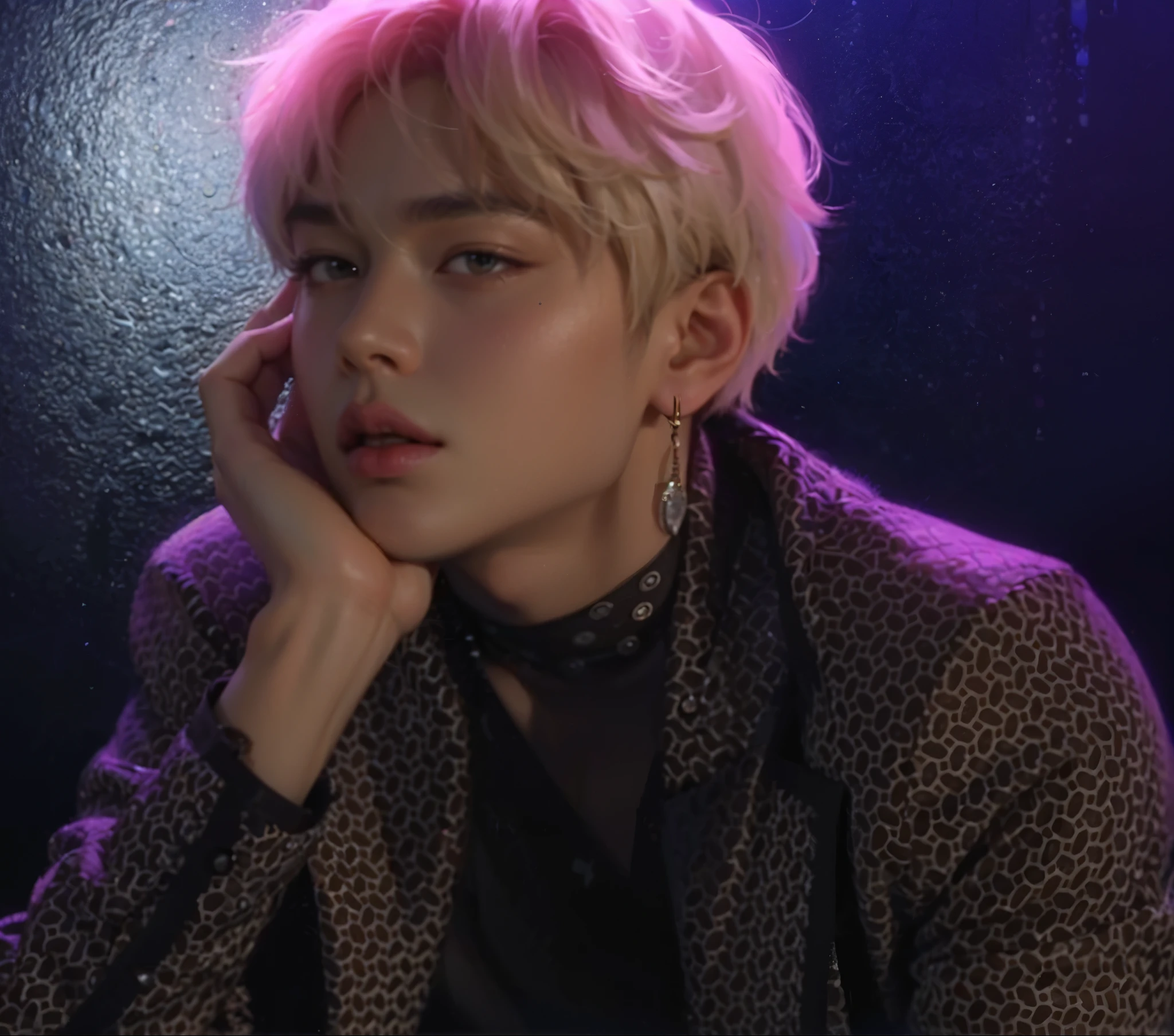 a close up of a person talking on a cell phone, taehyung eating gucci fries, jimin\'s plump lips, jimin\'s right eyelid swollen, park jimin, jimin, hyung tae, taken in the early 2020s, accurate jimin face, cai xukun, jungkook, key still, portrait of jossi of blackpink, photoshoot, bts