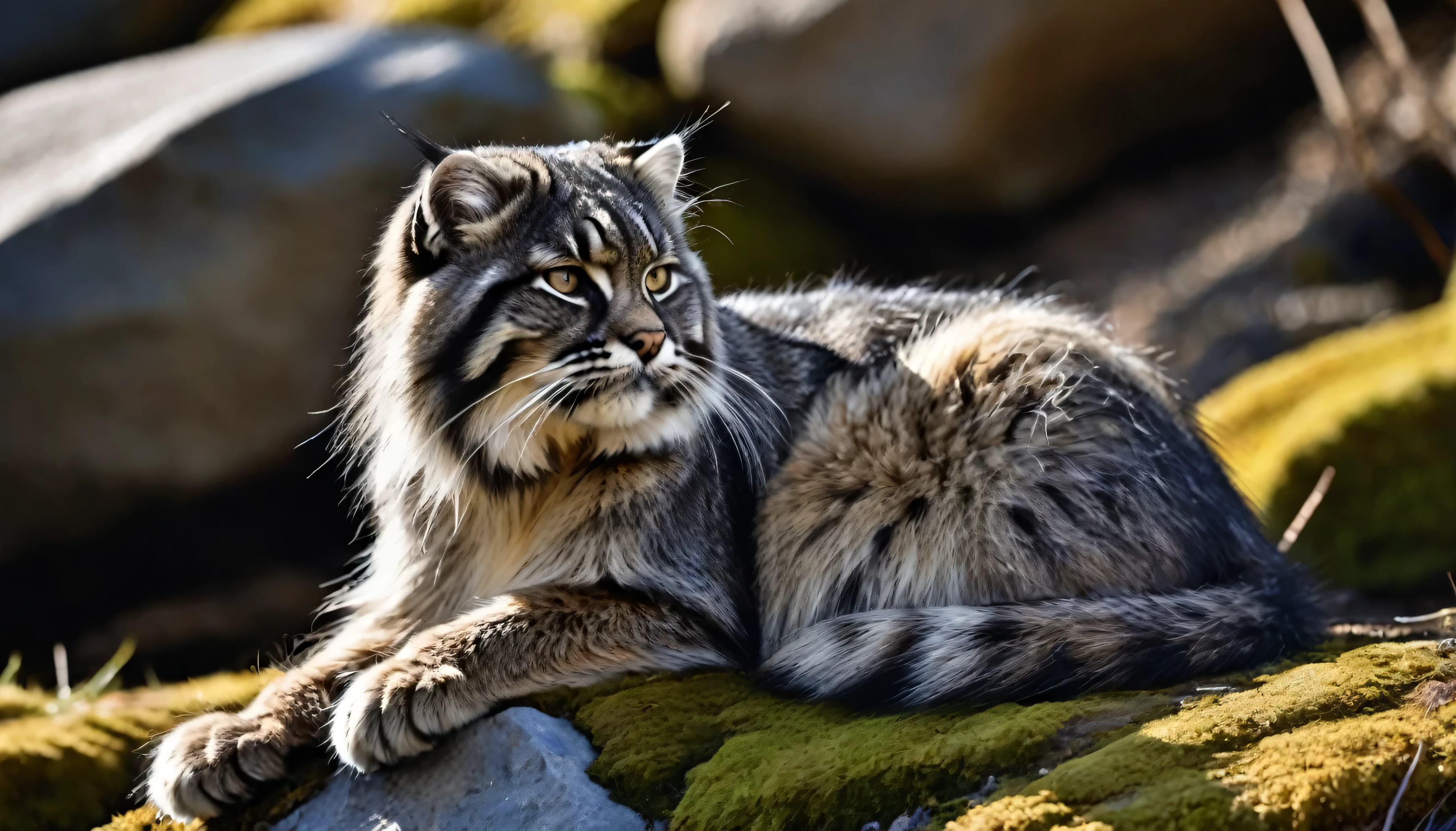 [animal photography], Manul in the Siberian taiga spring (in the style of Helmut Newton) ,correct body anatomy, (in the style of David Barnett · Yuri Arkurs), HDMI image quality, highly professional,
detailed, perfect gradient, masterpiece, SLR camera, 8K UHD, Nikon D3X, HTF, ISO 200, F/5,6,70 mm,