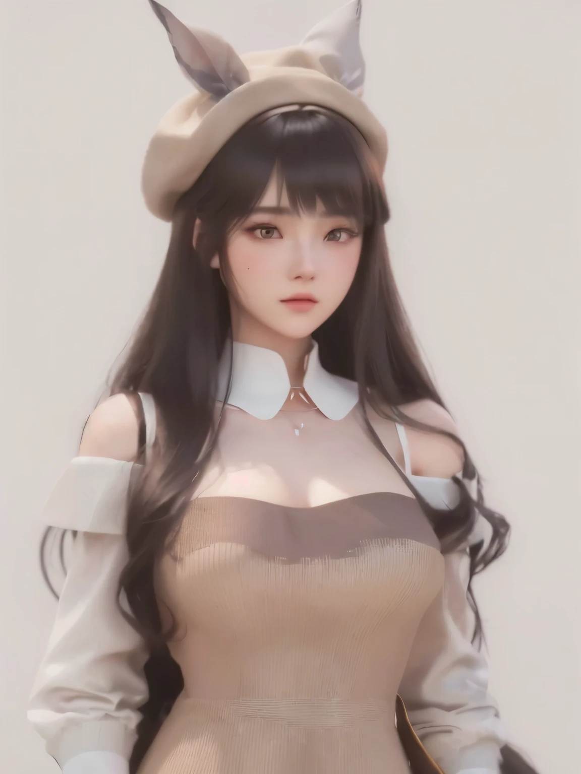 a close up of a woman wearing a dress and a hat, artwork in the style of guweiz, realistic young anime girl, realistic anime 3 d style, guweiz, photorealistic anime girl render, smooth anime cg art, seductive anime girl, anime styled 3d, attractive anime girl, kawaii realistic portrait, 3 d anime realistic, hyperrealistic
