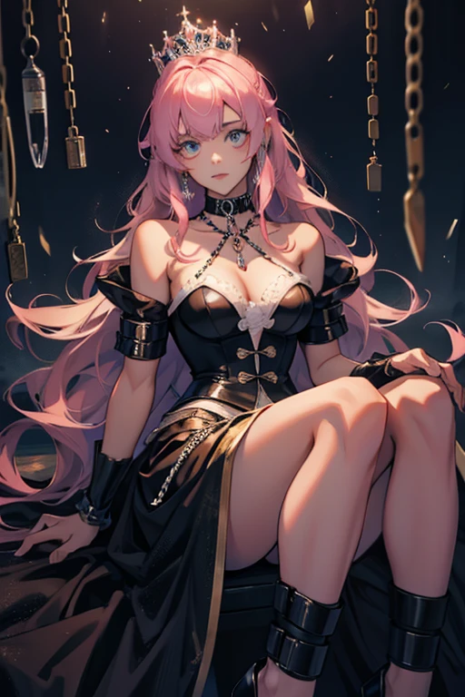princess in a prison, chains, bondage, night