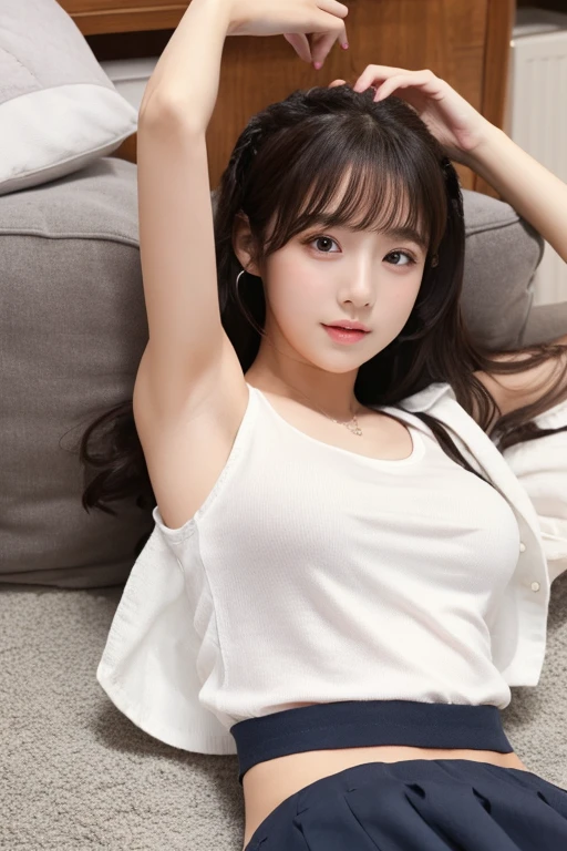 Cute Girls、Idol、sexy、mini skirt、Lying down