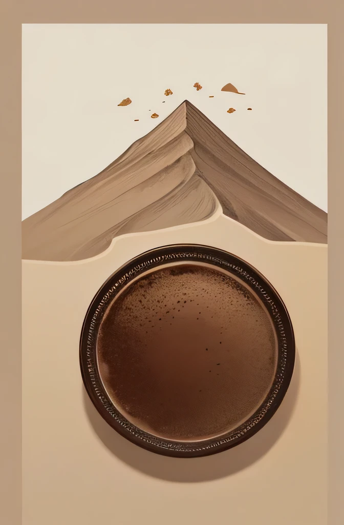 Coffee element,Brown tones,Illustrated sense,warm color,No characters,Solid color background,ps,Super Detail,Epic Works,The picture is rich in coffee elements,Chinoiserie style,Mountain pattern,Don't run water,Don't be realistic,Pattern style,Coffee element highlights