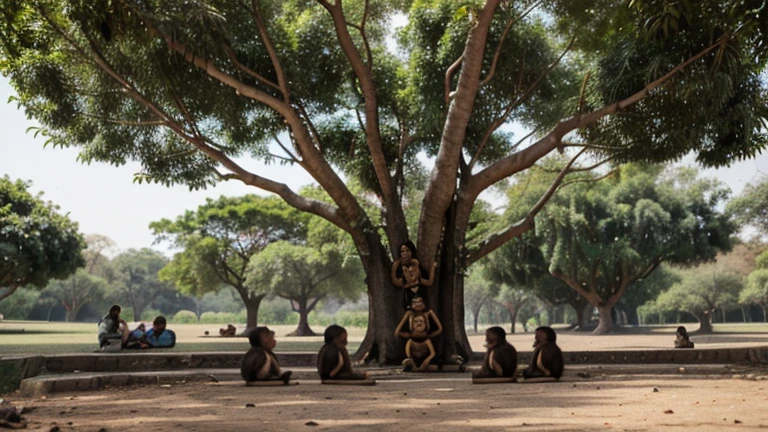 A groups of monkeys,in forest --auto