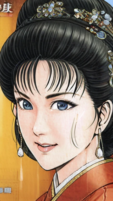 (best quality), (very aesthetic), (ultra-detailed), (best illustration),a mature female,Perfect Face,Suikoden,Mrs. Lin,(full_body),big breast,red cheek,Large drops of sweat are pouring from the whole body,skinny, chinese traditional lingerie,chinese traditional style bed,I close my eyes and lift my face, waiting to be kissed,Facing forward