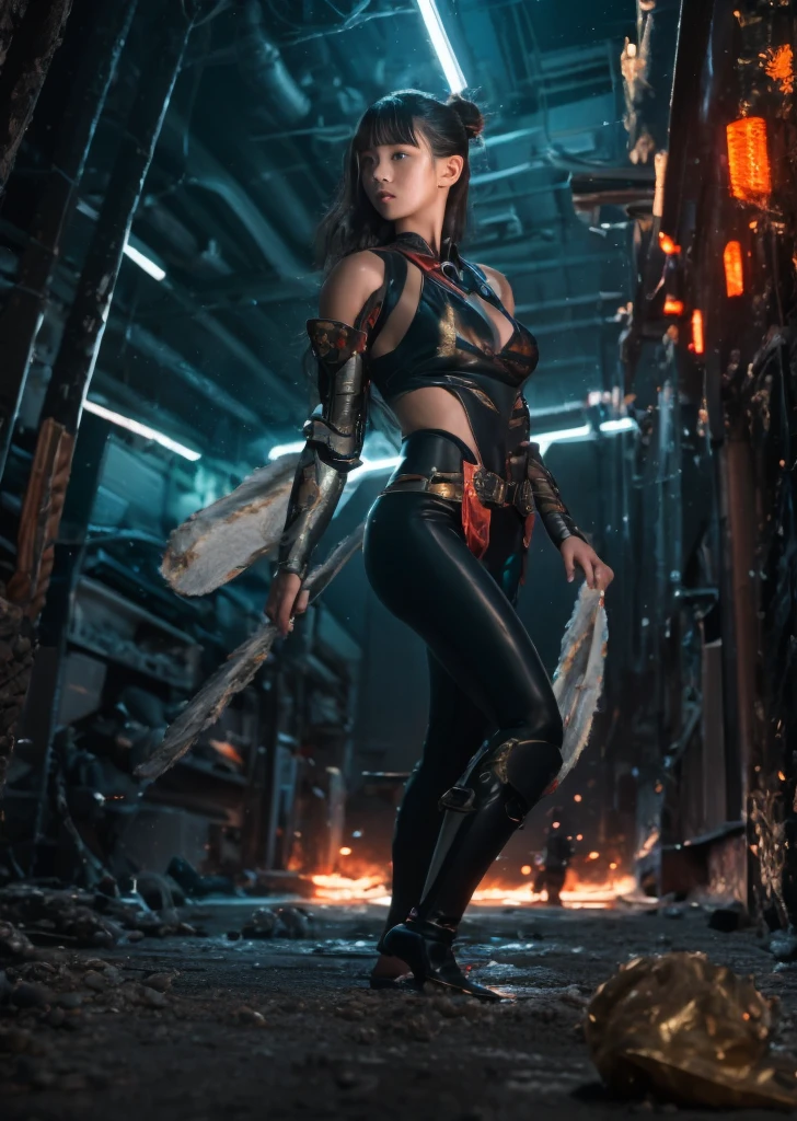 Mecha Woman性CG巨人秘密領域,Asian woman posing in colorful futuristic matte armor, Realistic secret mech girl rendering, アジアのgirlのdetailedな顔, The reality of the secret world, Smooth CG art, Realistic. Chen Yi, Realistic secret style, Nice secret rendering, 8K Portrait Rendering, Rendering character art 8K, Realistic portrait of a mecha woman, (Linen Batik Scarf), Angry fighting stance, looking at the ground, Batik Linen Bandana, Mecha Womanの秘密の領域(Abstract propylene splash:1.2), Dark clouds lightning background,Remains(Realisticに:1.4),Black Hair,Flour flying up,Telephoto lens height, High resolution, detailed, RAW Photos, sharp, Nikon D850 film stock photo by Jefferies Lee 4 Kodak Portra 400 camera F1.6 shots, Rich colors, Ultra-realistic vivid textures, Dramatic lighting,8K quality, girl,Backstreets, Dark clouds lightning background(Realisticに:1.4),Black Hair,Unknown world, RAW Photos, sharp, Nikon D850 film stock photo by Jefferies Lee 4 Kodak Portra 400 camera F1.6 shots, Rich colors, Ultra-realistic vivid textures, Drama/Light Film CG Agency,Tropical valley battle scene、Mecha Woman、Vision、Intense Battle、High detail、Masseter muscle area、Browsing Caution,メカウーマンドゥームズデイRemains(Unknown world)Climb the street(Armageddon)Eyes full of anger,Clench your fists