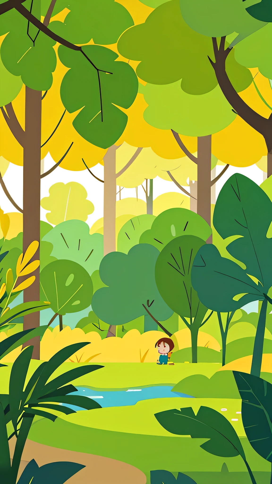 Yellow leaf forest scene for children&#39;of the game.