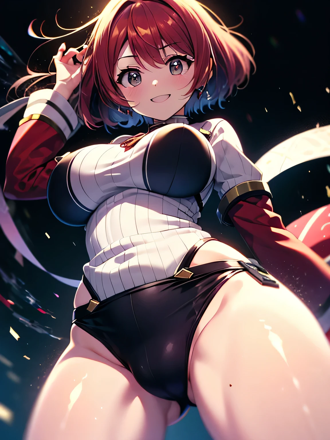 Anime illustration、highest quality、Fantasy、plump female knight、Perfect proportions、prairie、Red Hair、Xenoblade Chronicles 2、Homura、Overwhelming big、Thick legs、Beautiful, shining eyes、smile、Noise Reduction