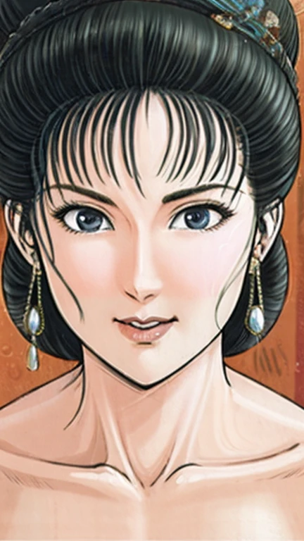 (best quality), (very aesthetic), (ultra-detailed), (best illustration),a mature female,Perfect Face,Suikoden,Mrs. Lin,(full_body),big breast,red cheek,Large drops of sweat are pouring from the whole body,skinny,chinese traditional bath room,Taking a bath