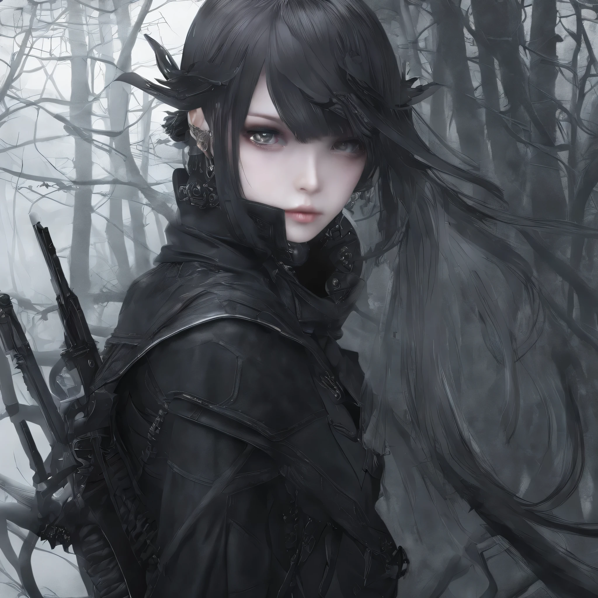 (highest quality、4k、8k、High resolution、Masterpiece:1.2)、Super detailed、(Real、Realistic、Realistic:1.37)、Head out of frame, Black clothing, Dark Color, Japanese Gothic Fashion,Dark fantasy, Don't expose your skin, Anatomically correct, Textured skin, High detail, Hyperreal, accurate, Ultra high definition, Very detailed, masterpiece, highest quality, Dark fantasy風アート,