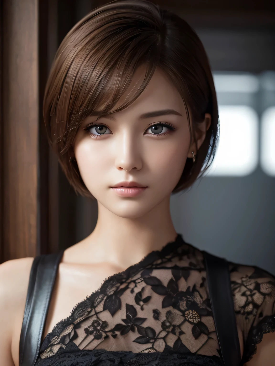 highest quality, Ultra-high resolution, (Realistic: 1.4), beautiful Eyes, Super beautiful, Short Hair, beautiful, beautiful Soldier, Eyes that beckon, Mistress&#39;s point of view, Attractive look, Sexy smile, Perfect Style, Perfect balance, Detailed skin, Mischievous Gaze