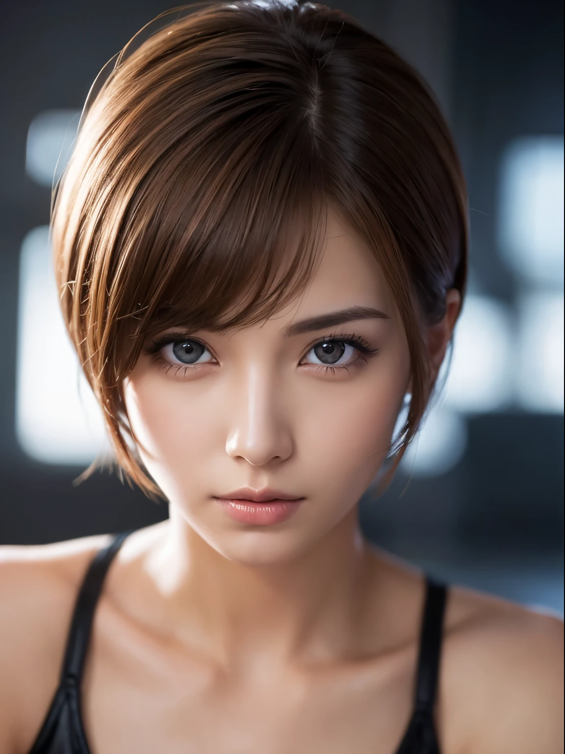 highest quality, Ultra-high resolution, (Realistic: 1.4), beautiful Eyes, Super beautiful, Short Hair, beautiful, beautiful Soldier, Eyes that beckon, Mistress&#39;s point of view, Attractive look, Sexy smile, Perfect Style, Perfect balance, Detailed skin, Mischievous Gaze