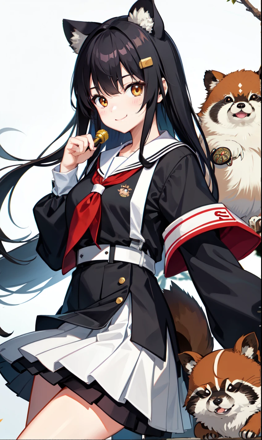 girl、smile、high school student、Tanuki Costume、Tanuki's Tail、skirt、(Small breasts)、