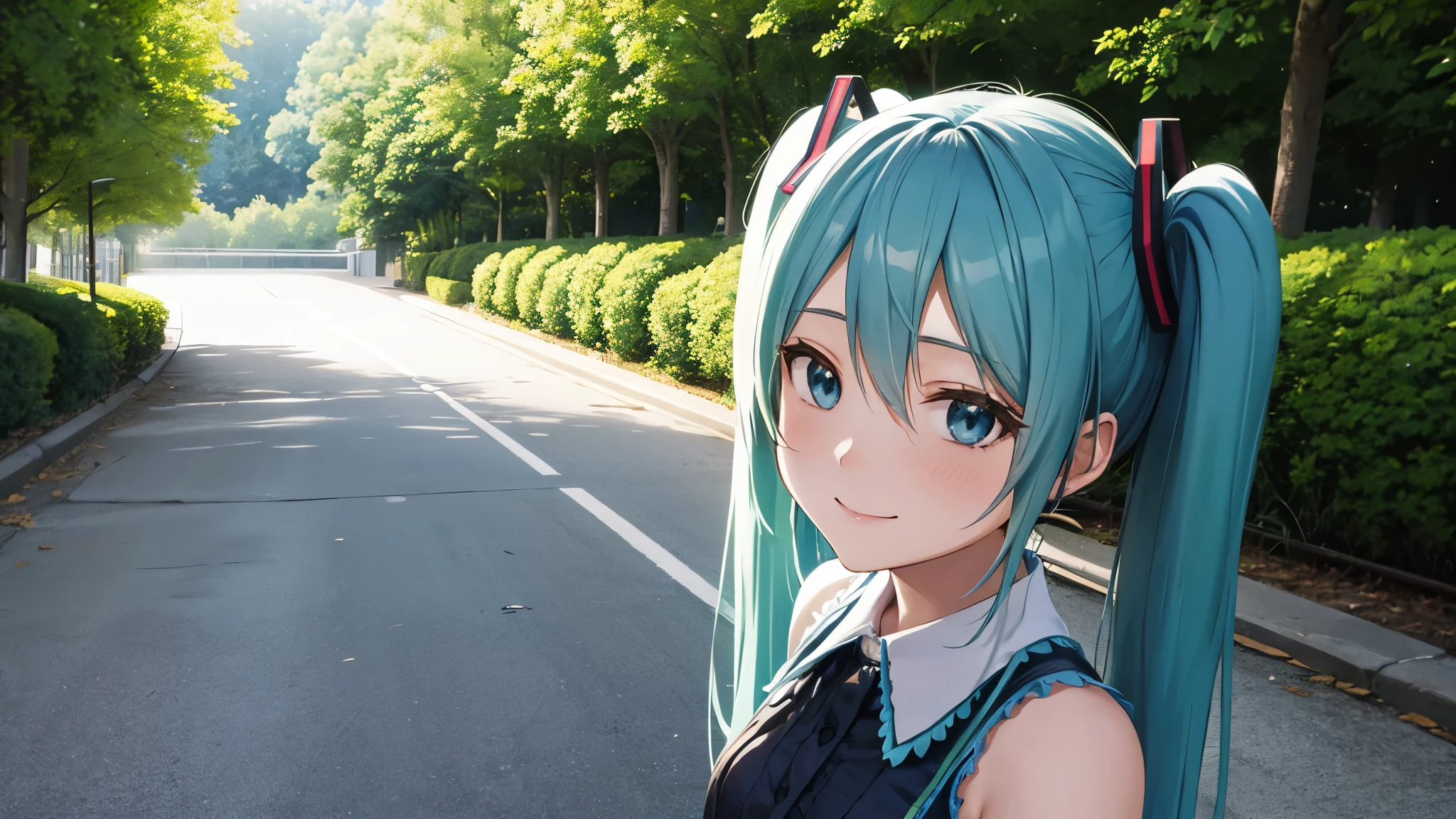 Hatsune Miku in a natural setting