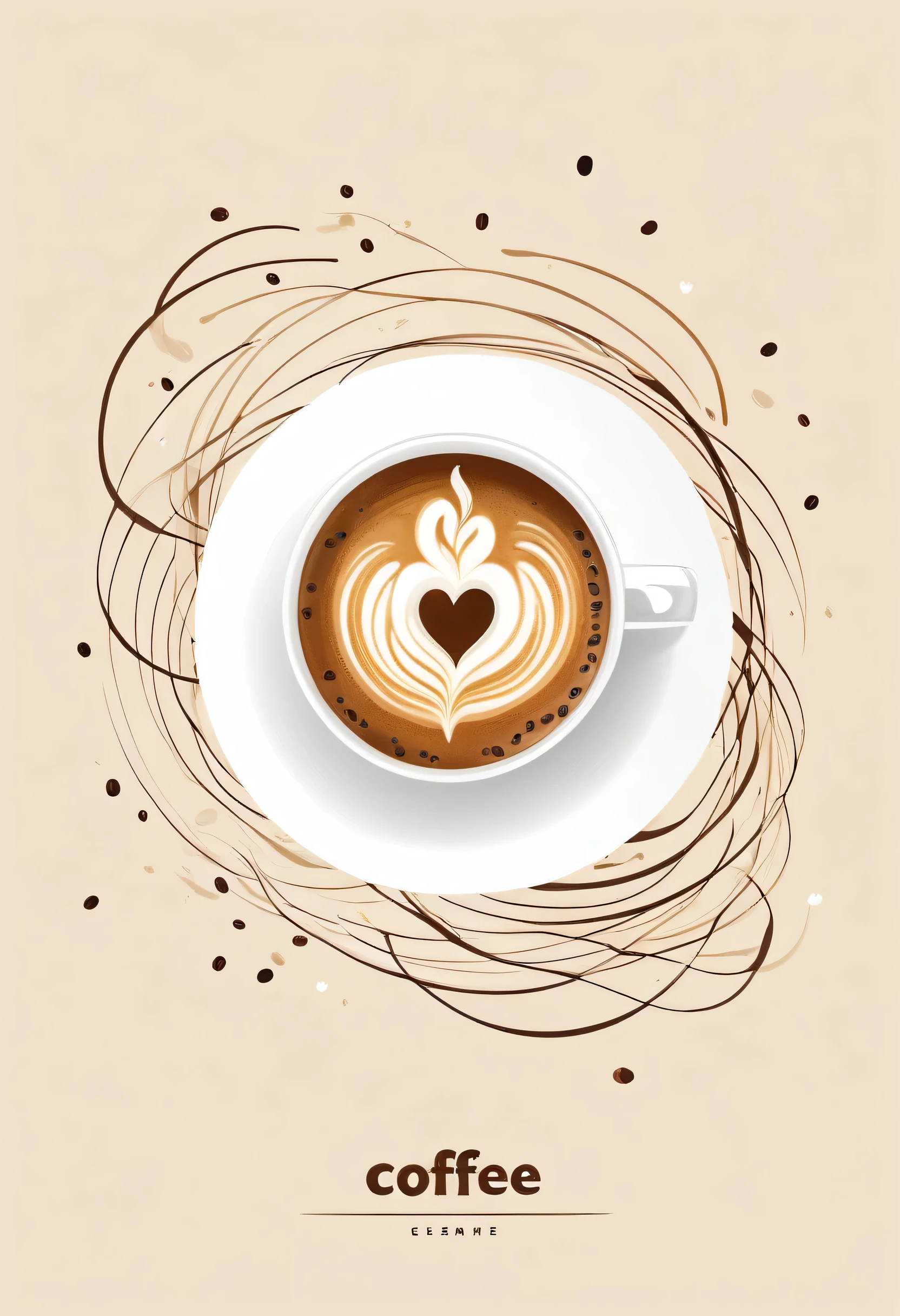 (cover,coffee elements,detailed coffee elements, clean minimal background, flat design,vector illustration, diagram, detailed 2D illustrations, graphic illustration, digital illustration, digital artwork, textless poster, simple brushstrokes)