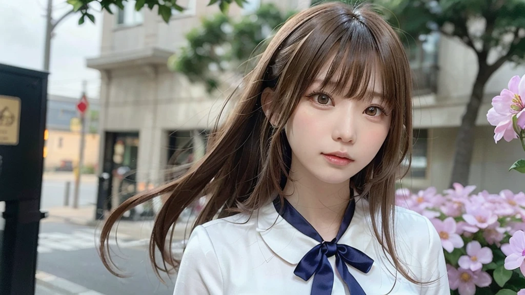 (Dynamic Angle:1.3),Extreme close up,the wind is strong,映画ofハイライト,1人of女of子,Upper Body,dancing,View your viewers, violet_Evergarden, alone, jewelry, blank eye,brooch, blonde_hair,( vevry long hair:1.2),floating hairlong_sleeve, ribbon, green_eye, Jacket, dress, gem, hair_ribbon,null, depth_of_Field, a close view of flying petal,