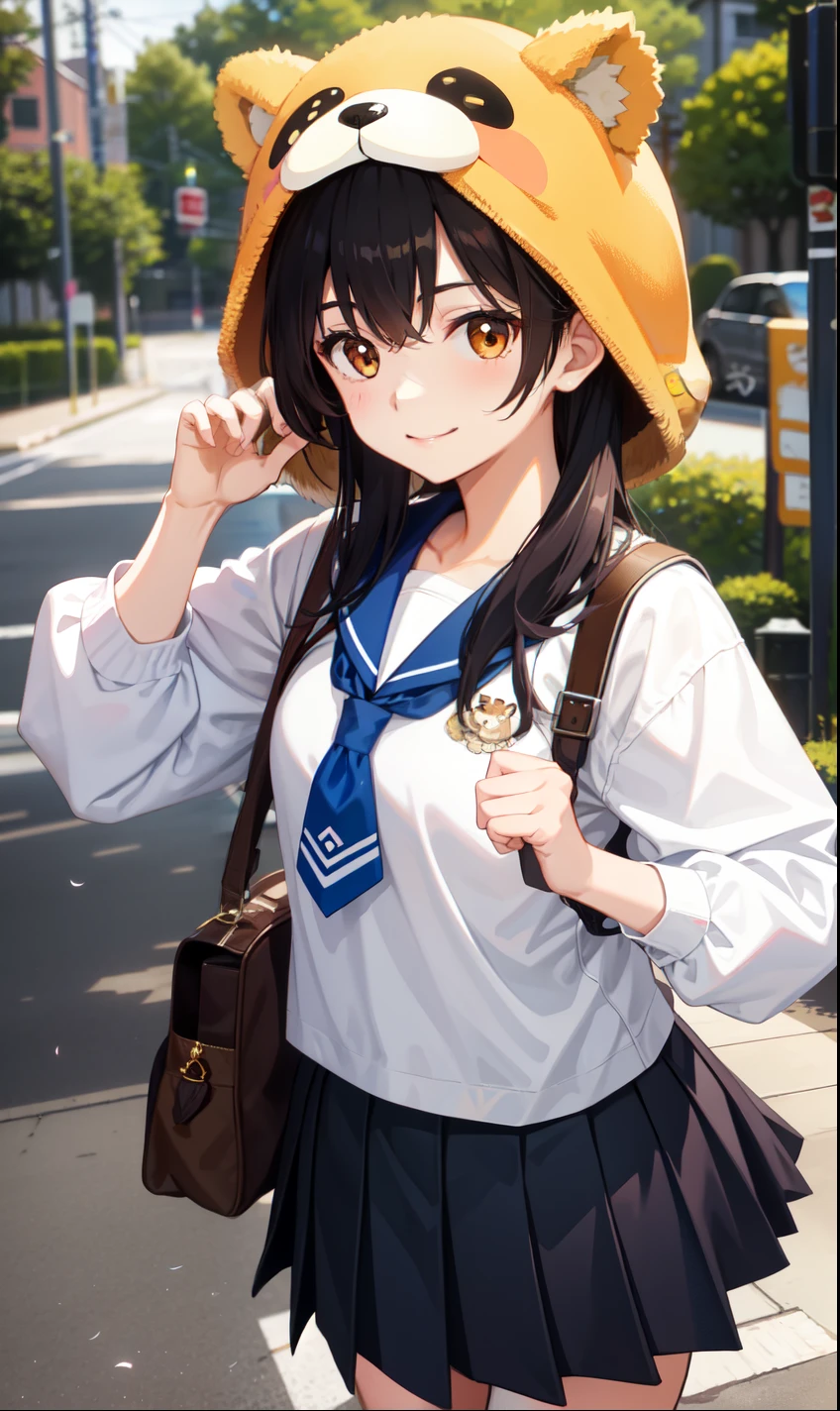 girl、smile、high 、Tanuki Costume、Tanuki's Tail、skirt、(Small breasts)、