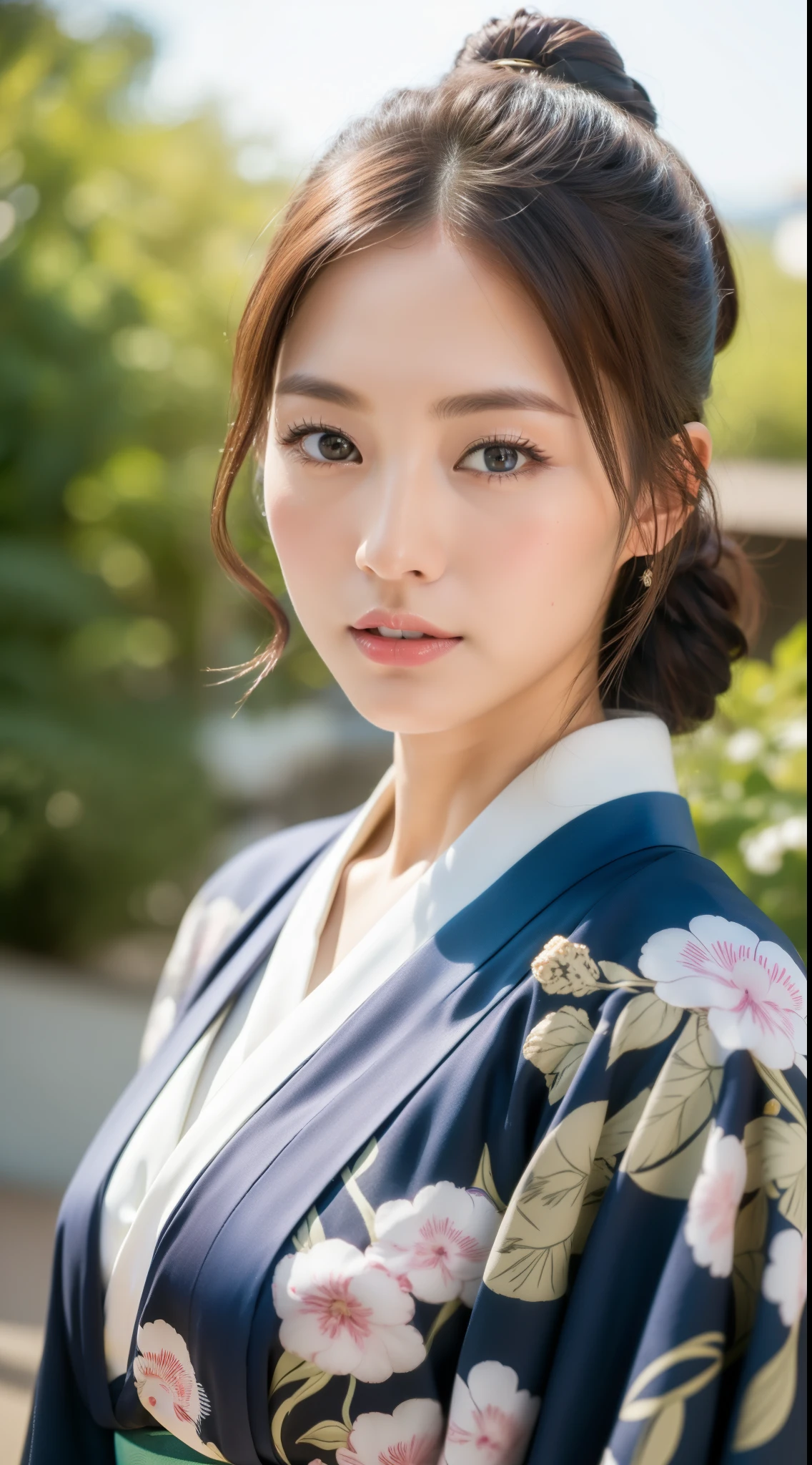((Top Quality, 8k, Masterpiece: 1.3)), Sharp Focus: 1.2, Beautiful Woman with Perfect Figure: 1.4, (Kimono), Highly Detailed Face and Skin Texture, Detailed Eyes, (Lips), Rainbow