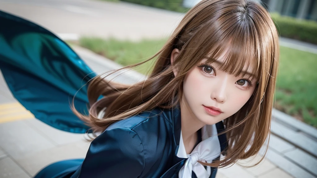 (Dynamic Angle:1.3),Extreme close up,the wind is strong,映画ofハイライト,1人of女of子,Upper Body,dancing,View your viewers, violet_Evergarden, alone, jewelry, blank eye,brooch, blonde_hair,( vevry long hair:1.2),floating hairlong_sleeve, ribbon, green_eye, Jacket, dress, gem, hair_ribbon,null, depth_of_Field, a close view of flying petal,