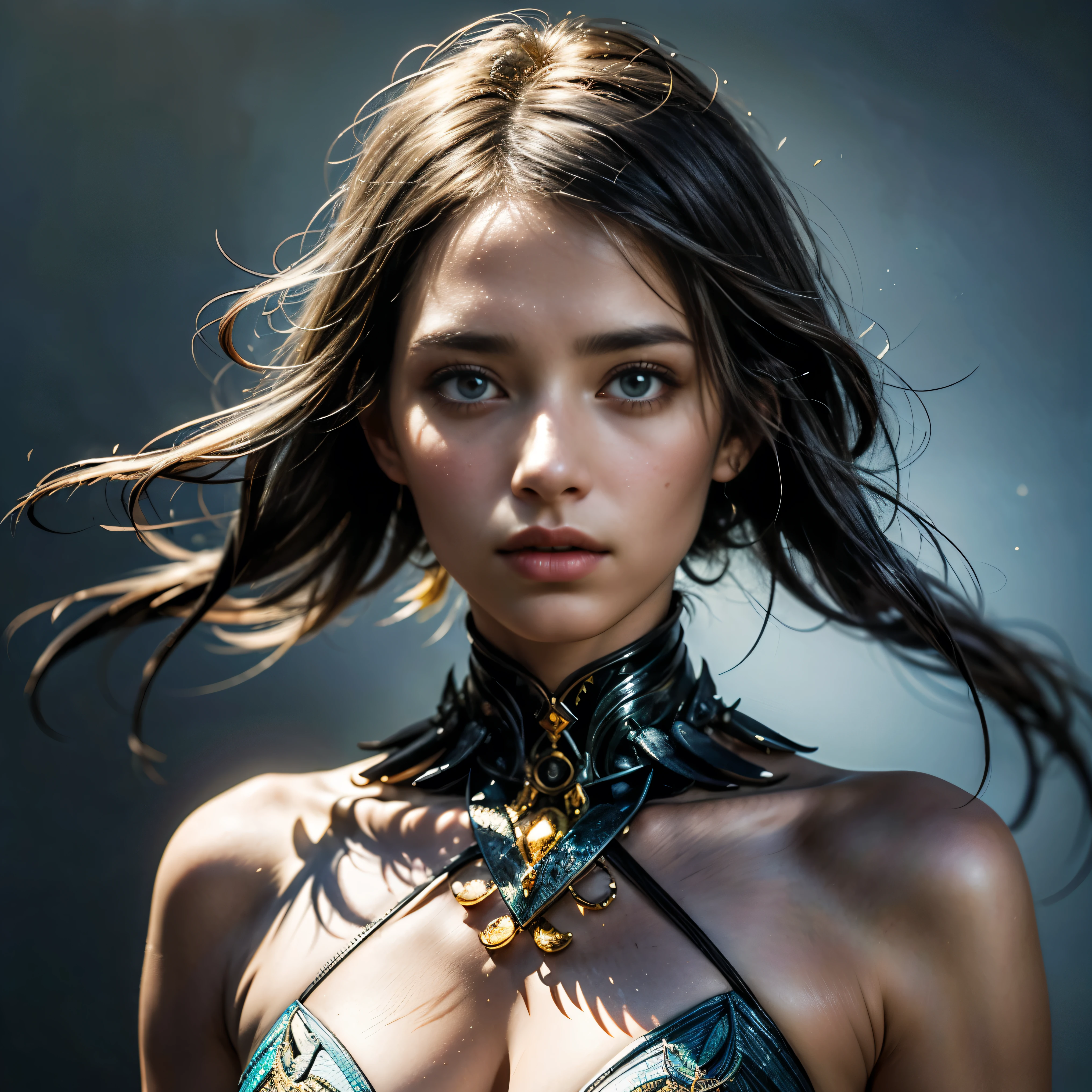 (Human-faced bird:1.7)、figure、Birdman、Hauntingly beautiful detailed feathers、Graceful Face、Shining Eyes、delicate beak、Otherworldly beauty、Mysterious atmosphere、Dreamy settingagical lighting、Fantasy Theme、Bright colors、Surreal style、(highest quality、High resolution、masterpiece:1.2) 、Super detailed、(Real:1.37)、Bright colors、Portrait、Fantasy Concept Art、Impressive composition