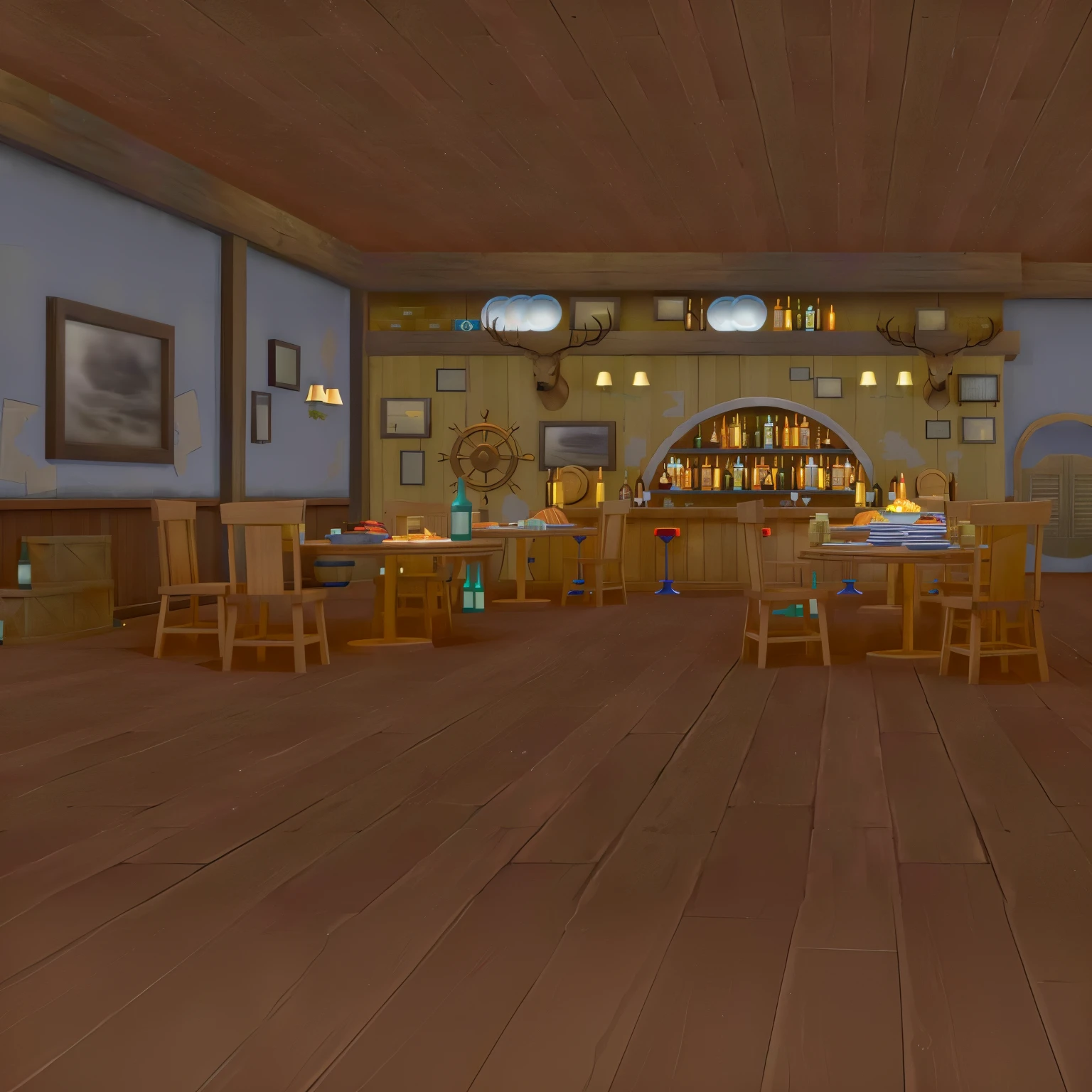 There is a room,There is a bar and lots of tables inside., a multidimensional cozy Pub, Pub background, fantasy Pub background, inside a Pub, in fantasy Pub near fireplace, Sea of Thieves style, Dining room!, cozy cafe background, alchemy Pub, Inside the fantasy potion supplier, medieval Pub, Pub, set up, Dining room!!, Inside the fantasy supplier, 3D rendering style