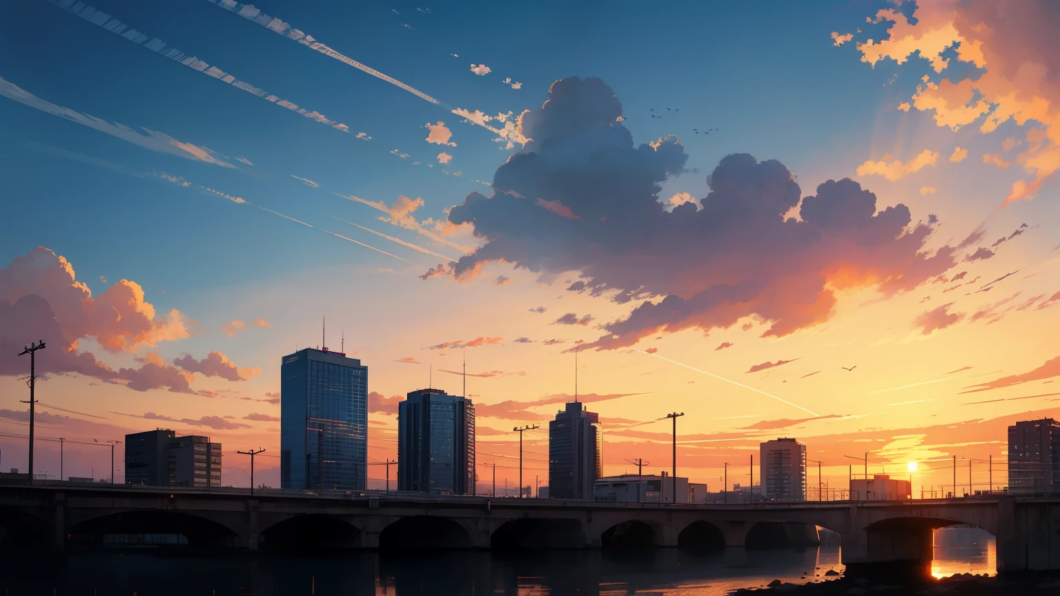 anime sky during golden hour