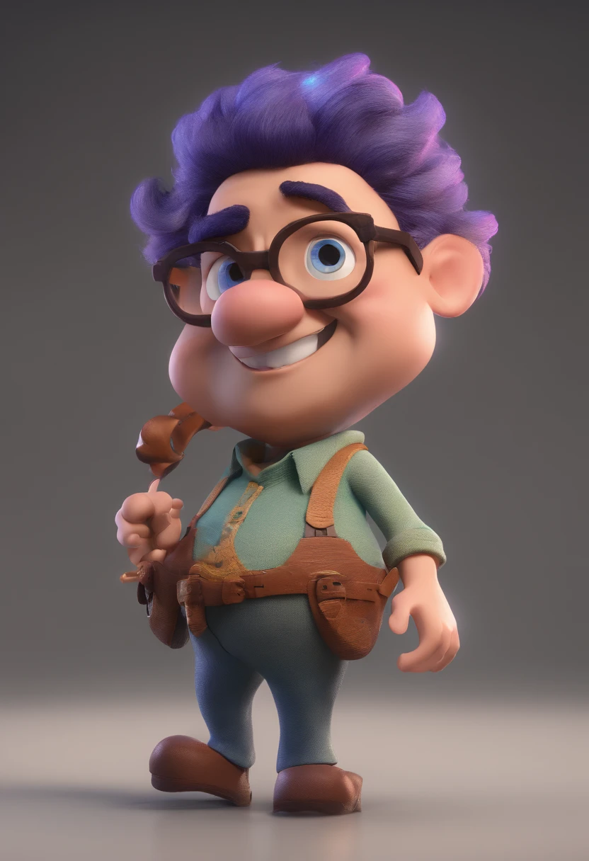 Cartoon character of a man with black glasses and a blue shirt, animation character, Caractere estilizado, animation style rendering, 3D estilizado, Arnold Maya render, 3 d render stylized, toon render keyshot, Personagem 3D, Personagem 3D, 3d rendering stylized, 3 d character render, personagem de desenho animado, Personagem de close up, Pose de personagem, (Estilo Pixar) (master part:1.2) (Bokeh) (best quality) (pele detalhada) (textura detalhada) (8k) (argila) (Cinematic lighting) (sharp focus